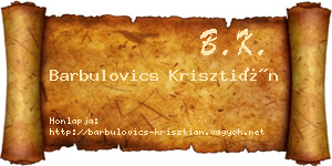 Barbulovics Krisztián névjegykártya